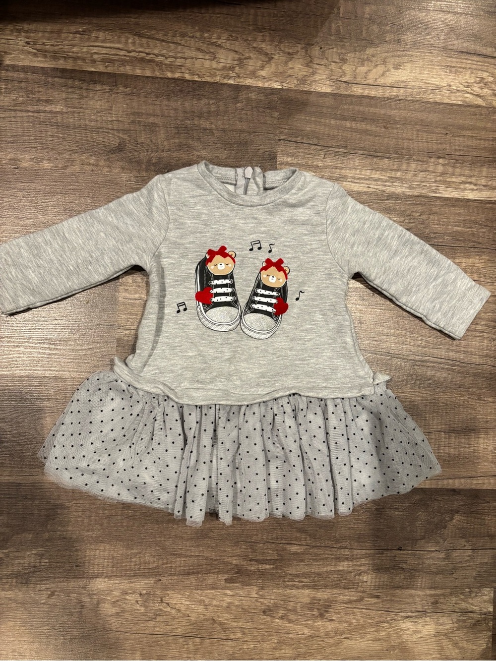 Gray Baby sweater with Tutu accent and Sneaker design